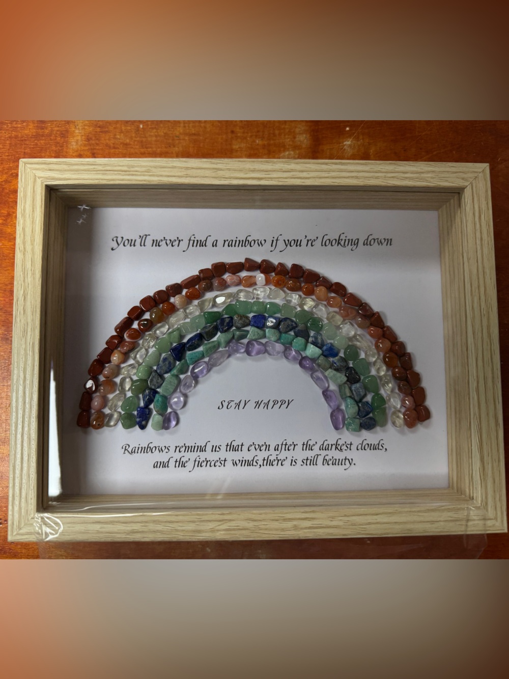 Crystal Rainbow Wall Art + Framed Floral Print – Wood Frame